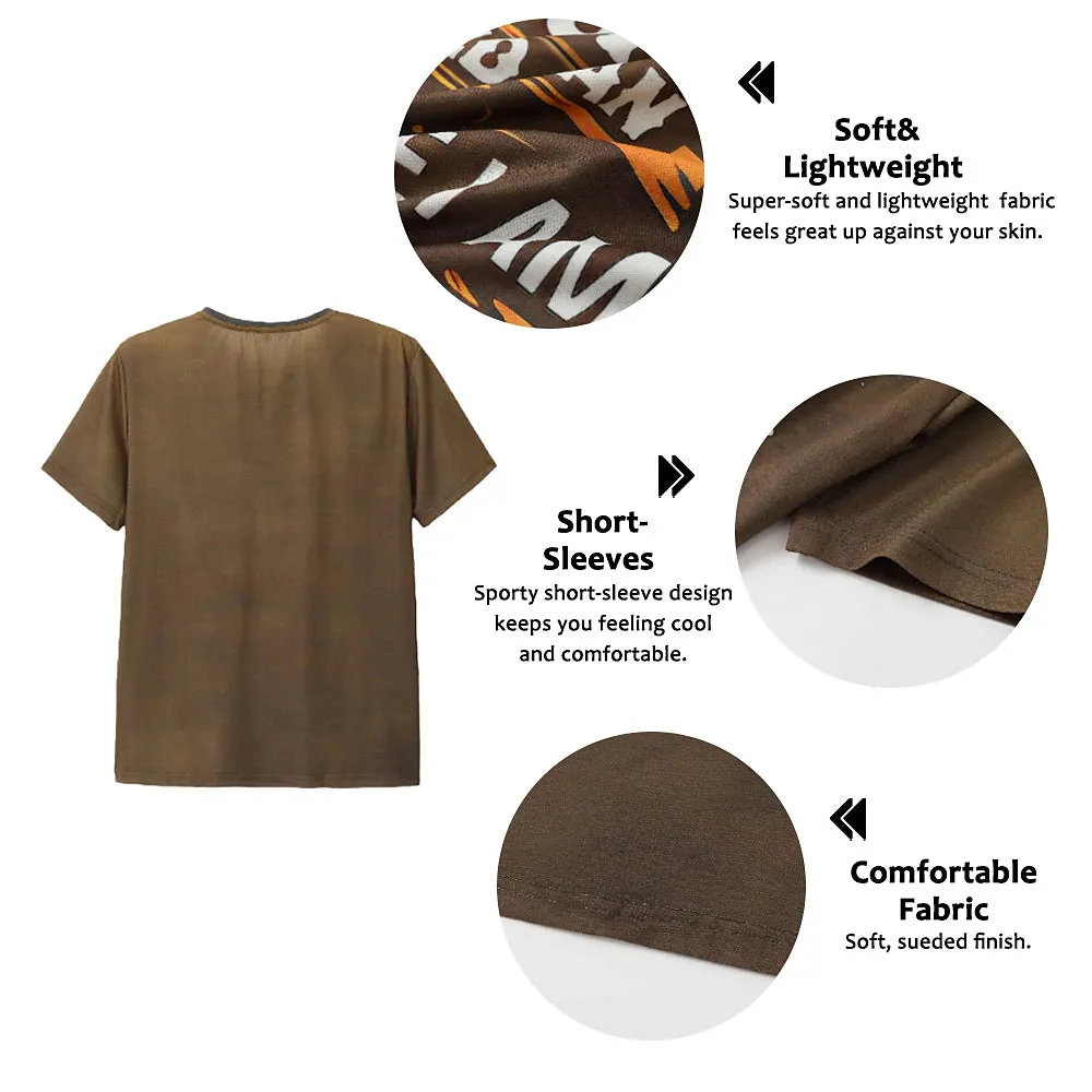 3D Print Henley Shirt Tee with Graphic Letter Print - Men's Casual Outdoor Apparel