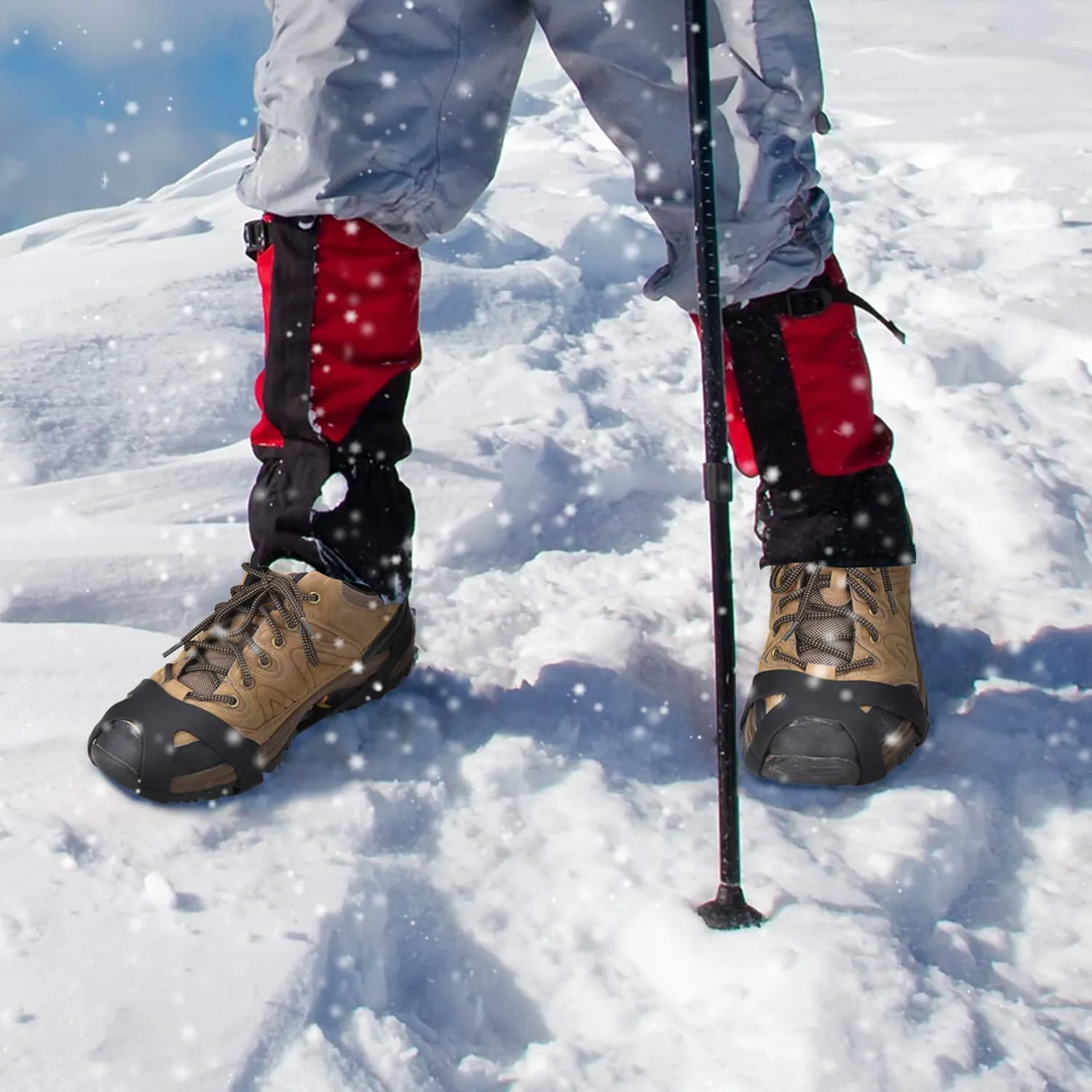 Aliglow Ice Snow Grips Over Shoe/Boot Traction Cleat Spikes Anti Slip Footwear