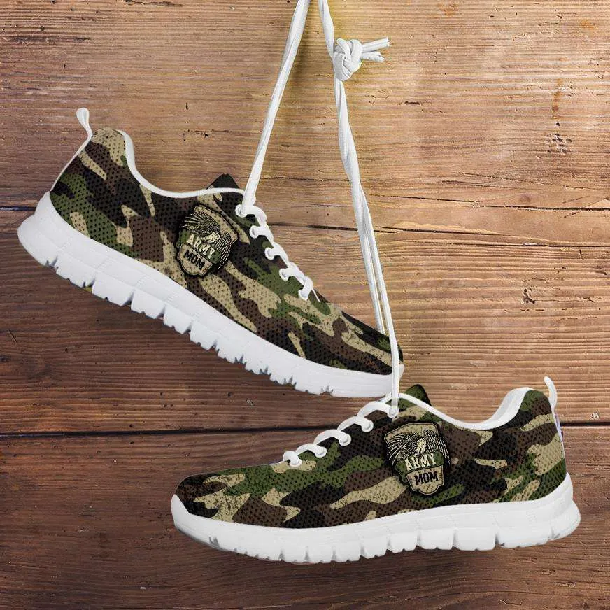 Army Mom Green Camouflage Mesh Fabric Running Shoes