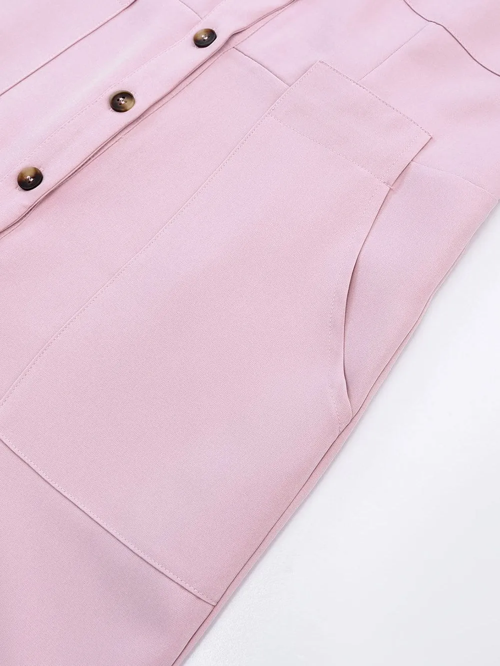 Blush Sleeveless Jumpsuit with Button-Up Front and Sash Tie