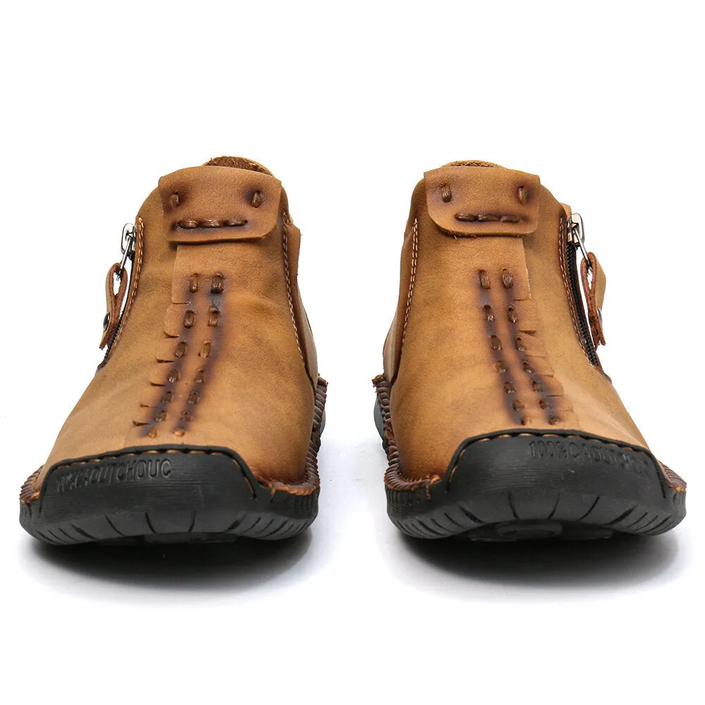 Bootara Men’s Octopus High-Top Zipper Boots with Fleece Lining Handmade Work Boots