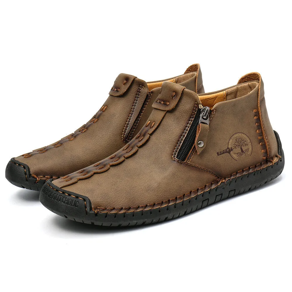 Bootara Men’s Octopus High-Top Zipper Boots with Fleece Lining Handmade Work Boots