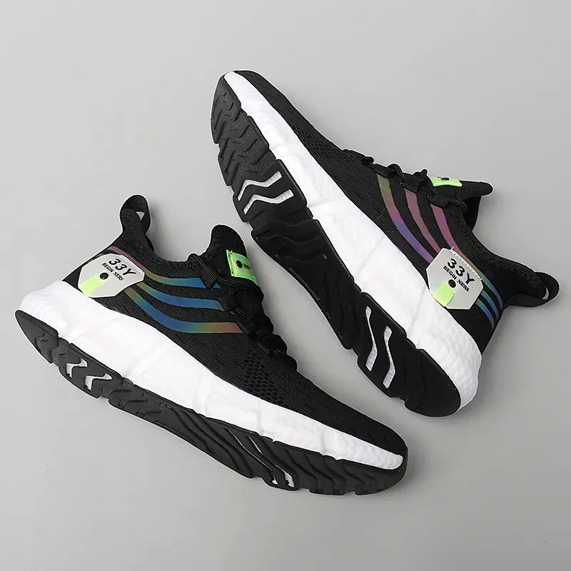 Breathable Mesh White Sneakers - Comfortable Outdoor Running Shoes