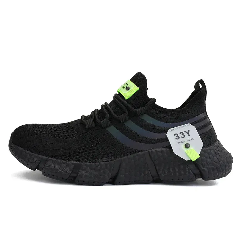 Breathable Mesh White Sneakers - Comfortable Outdoor Running Shoes