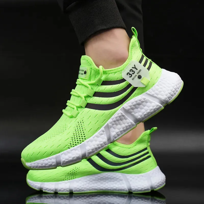 Breathable Mesh White Sneakers - Comfortable Outdoor Running Shoes