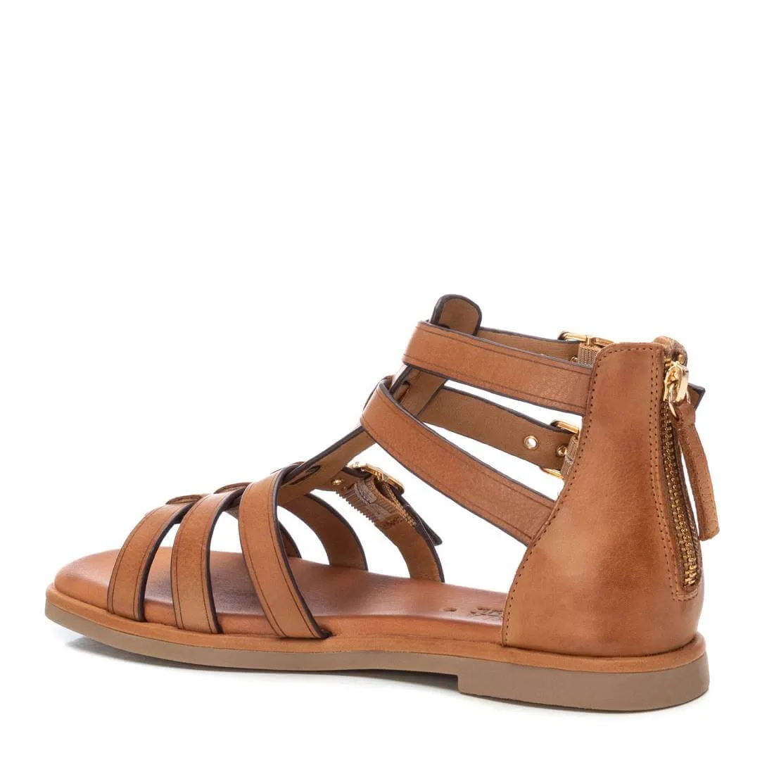 Carmela Tan Leather Strappy Flat Sandals