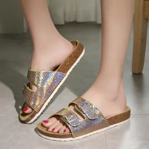Chicvane Summer Colorful Beach Flat Slides Shoes