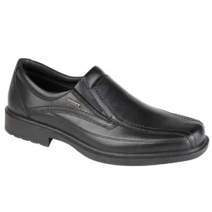 DANNY Mens Leather Slip On Loafers Black