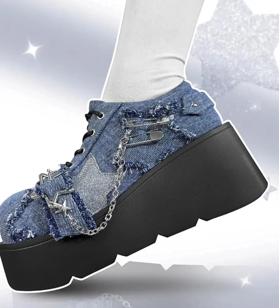 Denim Y2K Platform Mary Jane Shoes