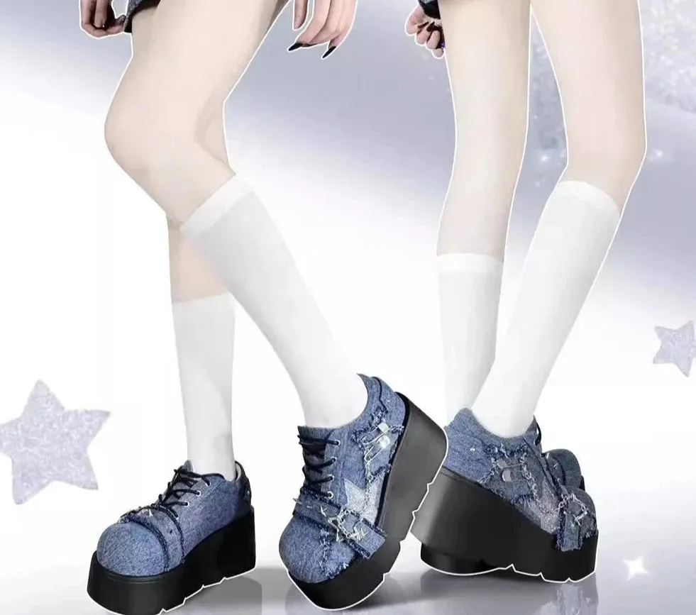 Denim Y2K Platform Mary Jane Shoes