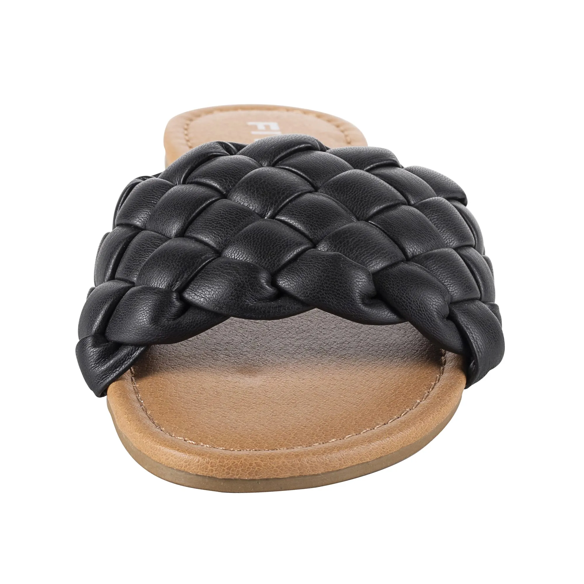 FITORY Womens Flat Sandals Fashion Round Open Toe Slip On Slides with Braided Strap Slippers for Summer Size 6-11