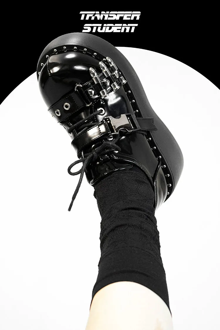Gyaru Fashion Platform Shoes Round Toe Chunky Soles Shoes