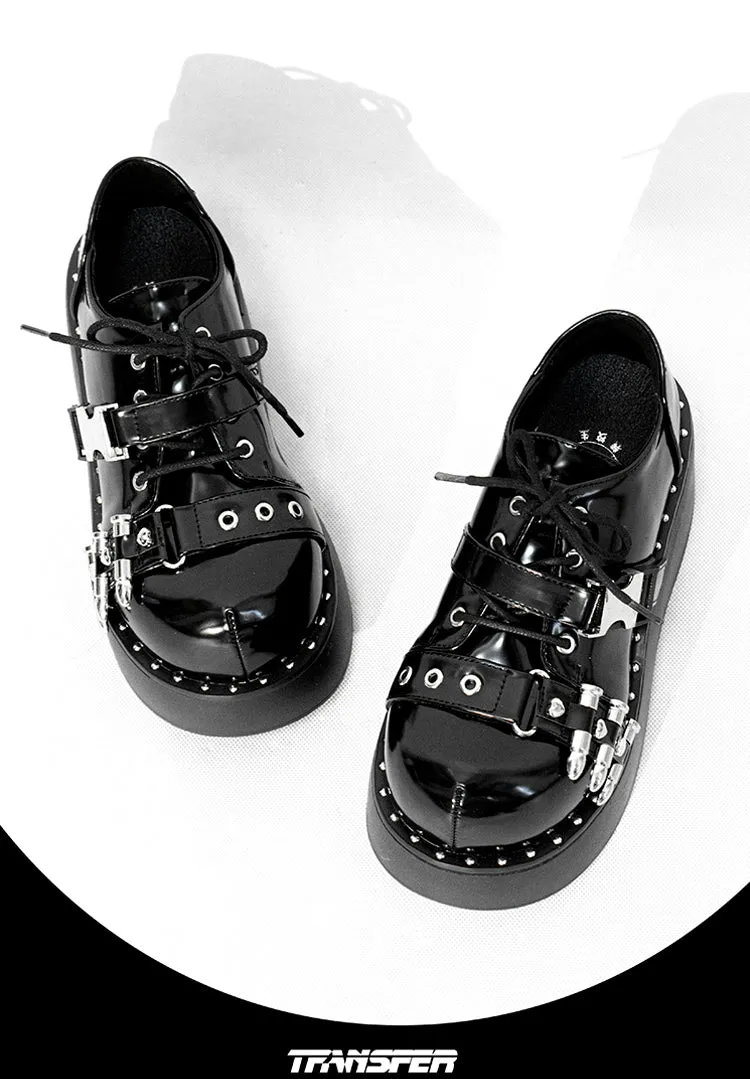 Gyaru Fashion Platform Shoes Round Toe Chunky Soles Shoes