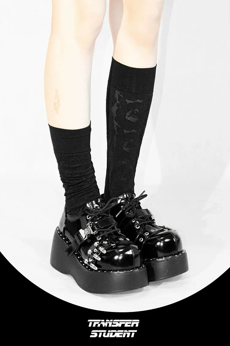 Gyaru Fashion Platform Shoes Round Toe Chunky Soles Shoes