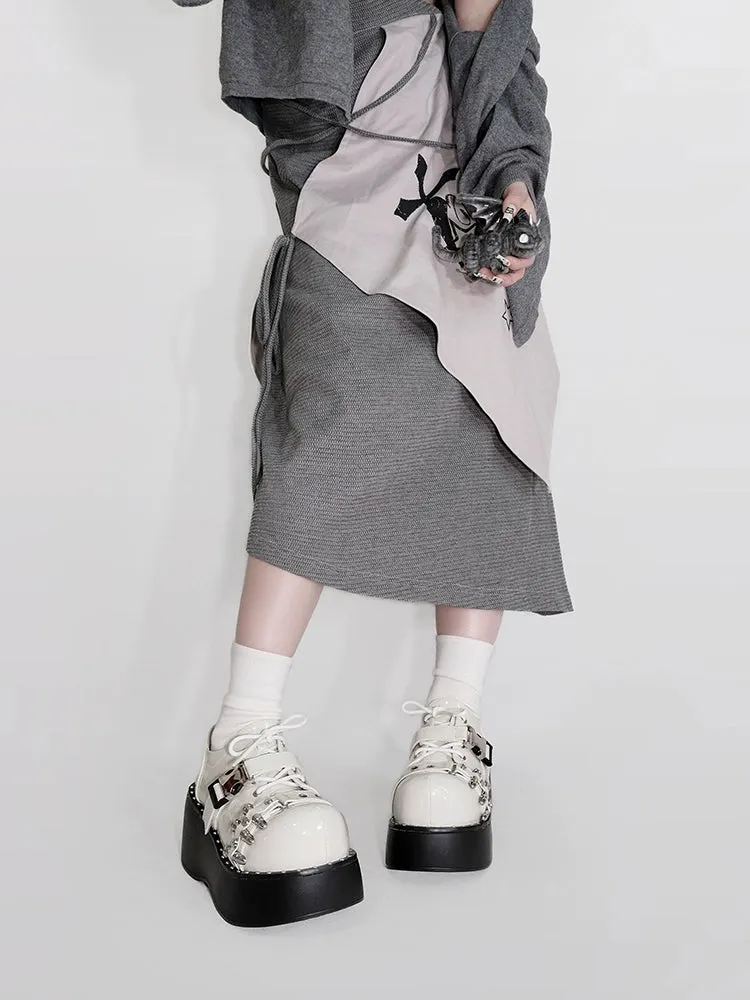 Gyaru Fashion Platform Shoes Round Toe Chunky Soles Shoes