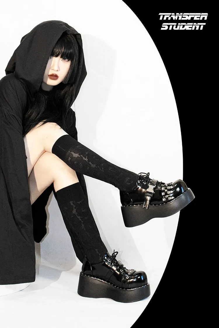 Gyaru Fashion Platform Shoes Round Toe Chunky Soles Shoes