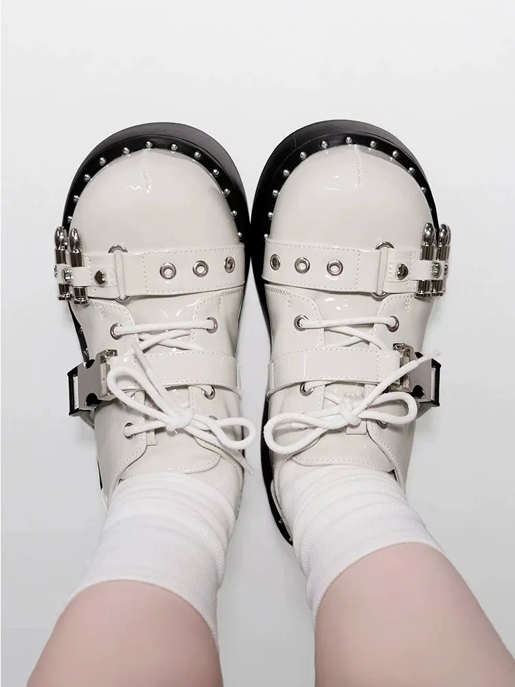 Gyaru Fashion Platform Shoes Round Toe Chunky Soles Shoes