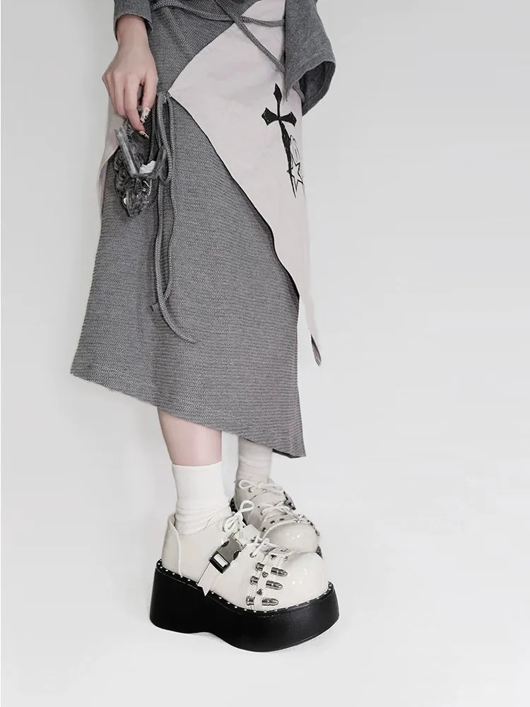 Gyaru Fashion Platform Shoes Round Toe Chunky Soles Shoes