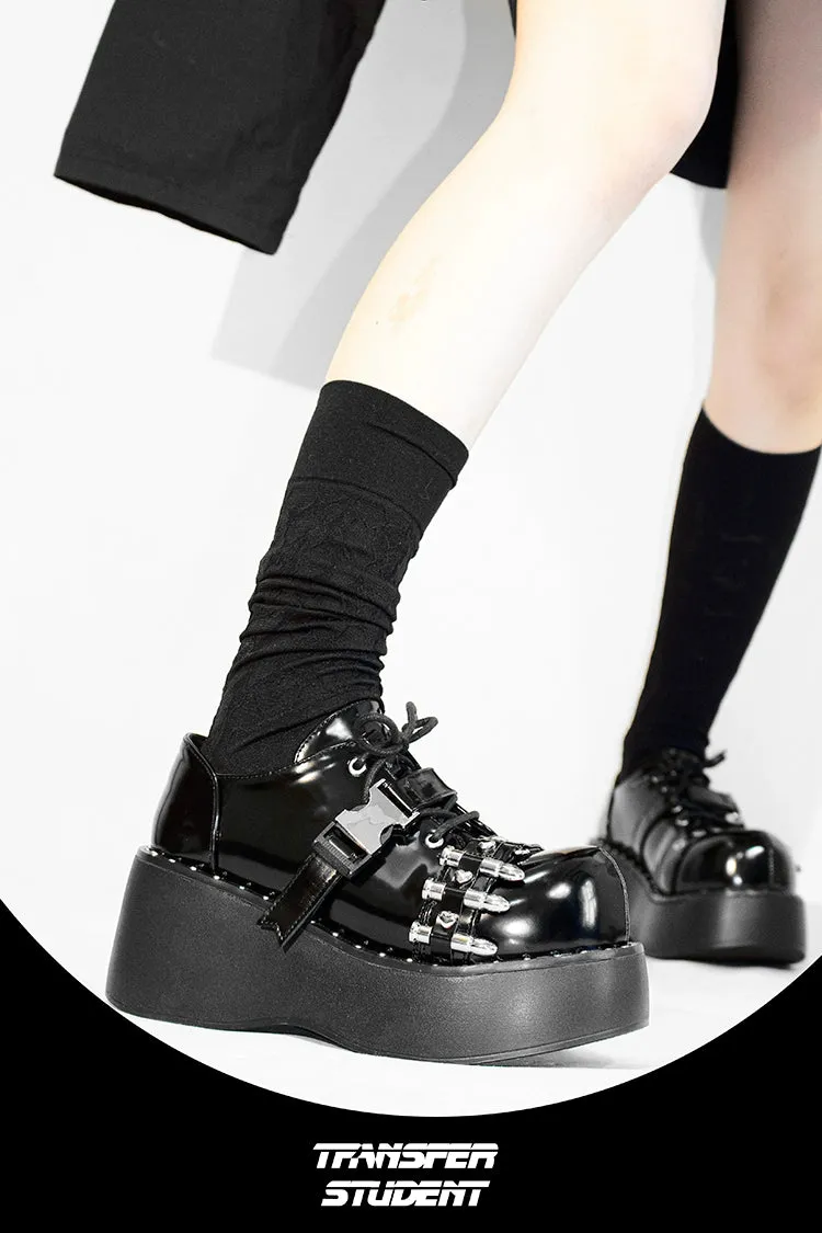 Gyaru Fashion Platform Shoes Round Toe Chunky Soles Shoes