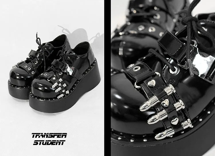 Gyaru Fashion Platform Shoes Round Toe Chunky Soles Shoes