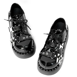 Gyaru Fashion Platform Shoes Round Toe Chunky Soles Shoes