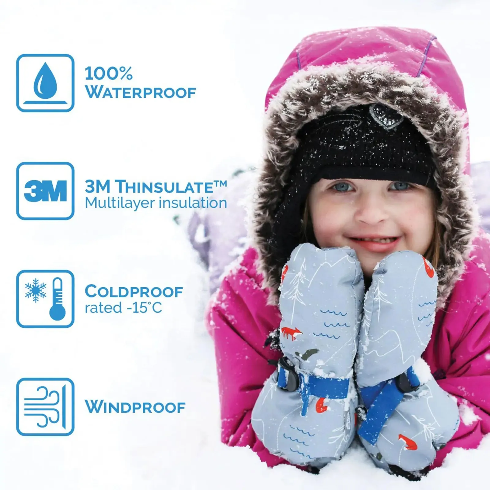 Jan & Jul Kids Toasty-Dry Waterproof Snow Mitten - Winter Sun