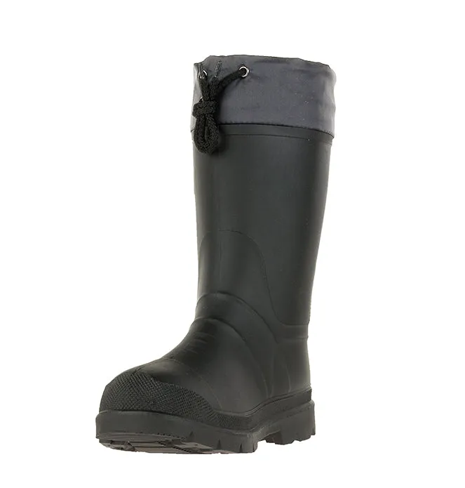 Kamik Forester Black/Charcoal Pull On Rounded Toe Lug Sole Mid-Calf Rubber Boots