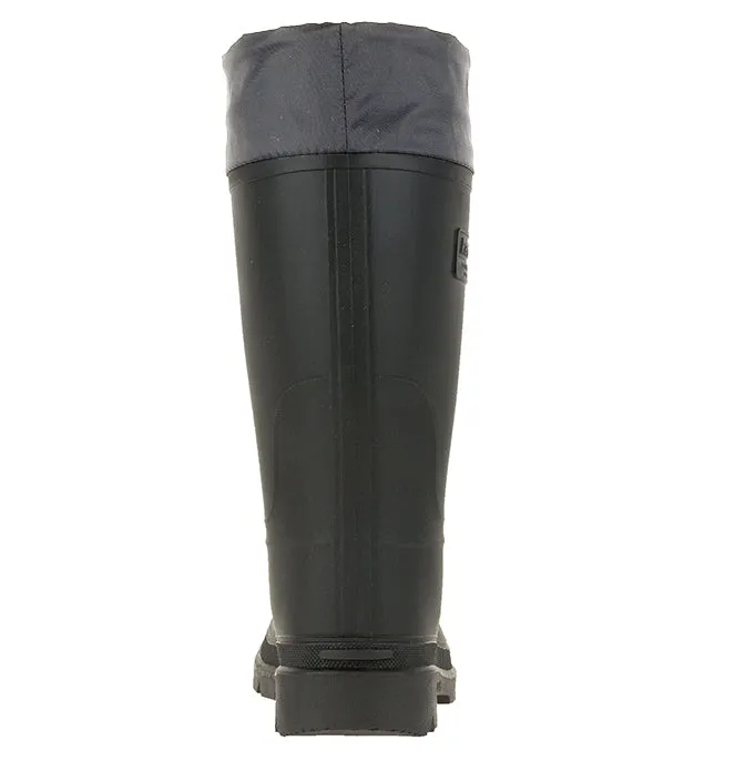 Kamik Forester Black/Charcoal Pull On Rounded Toe Lug Sole Mid-Calf Rubber Boots