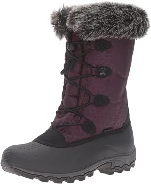 Kamik Momentum Burgundy Pull On Rounded Toe Waterproof Fur Trim Ankle Snow Boots