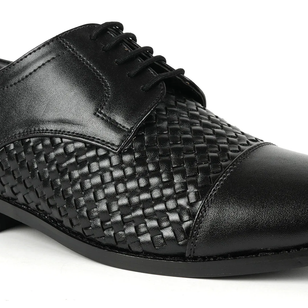 Monkstory Braided Captoe Lace-up Shoes - Black