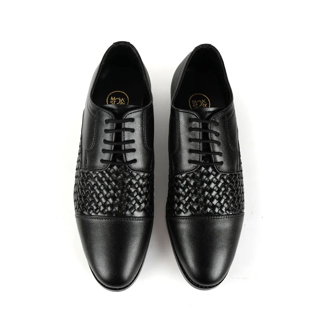 Monkstory Braided Captoe Lace-up Shoes - Black