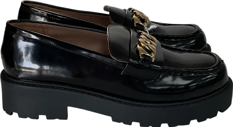 New Look Black Patent Leather-look Tassel Trim Loafers UK 7 EU 40 👠