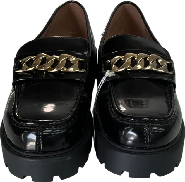 New Look Black Patent Leather-look Tassel Trim Loafers UK 7 EU 40 👠