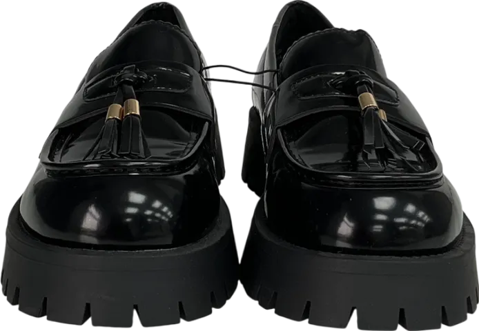 Next Black Patent Chunky Tassel Loafers UK 8 EU 41 👠