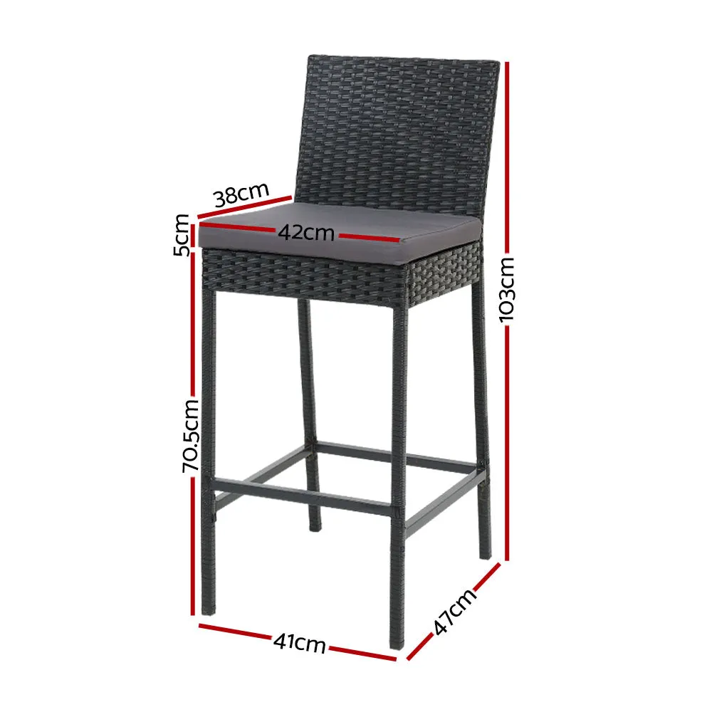 Outdoor Bar Stools Dining Chairs Rattan Furniture X2
