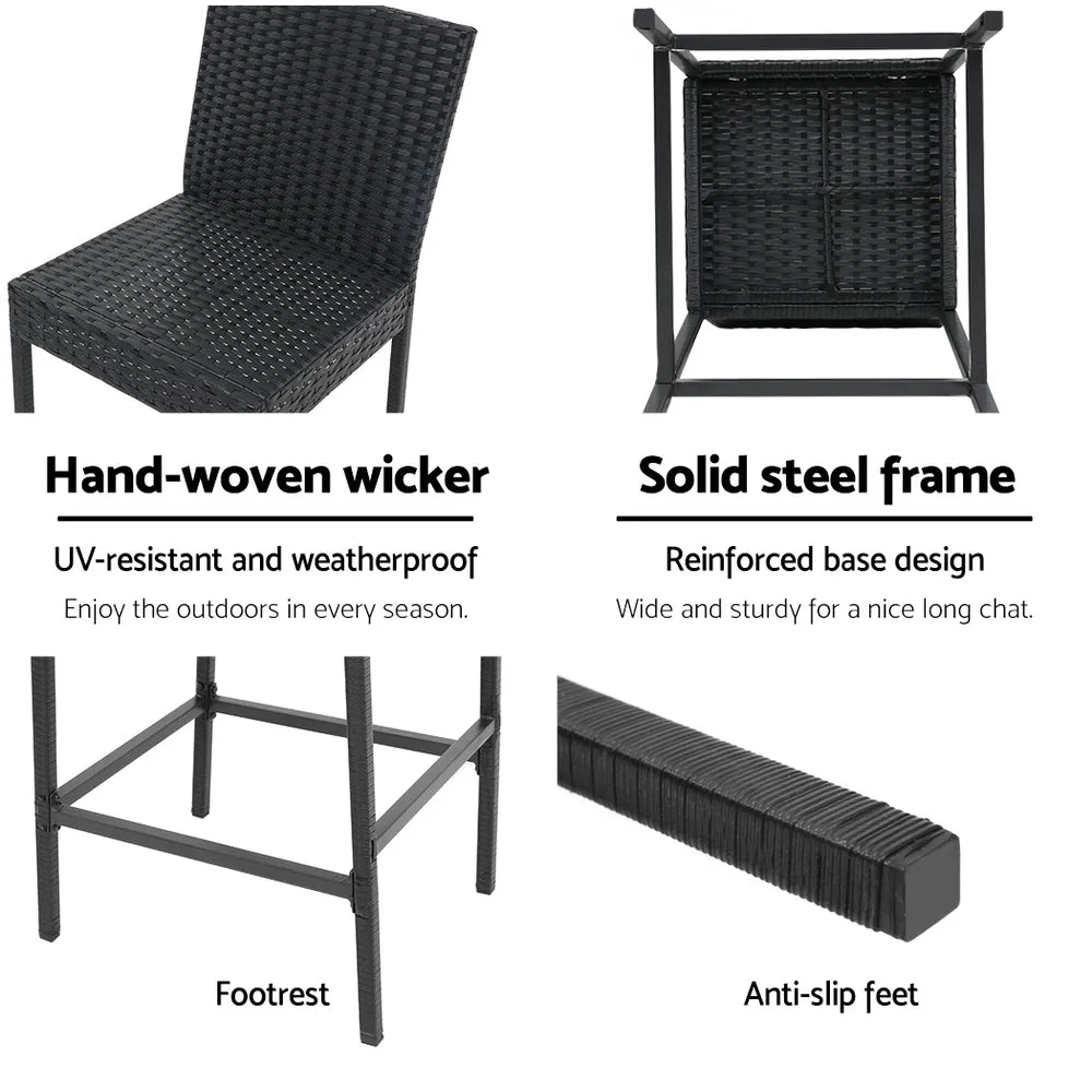 Outdoor Bar Stools Dining Chairs Rattan Furniture X2