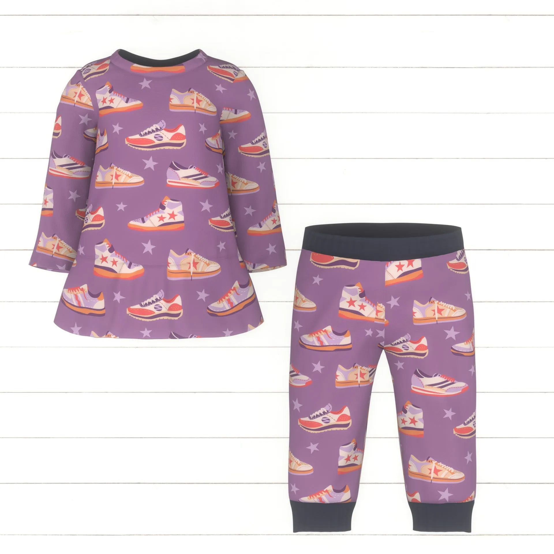 "Stellar Kicks" Sneaker Pattern in Purple