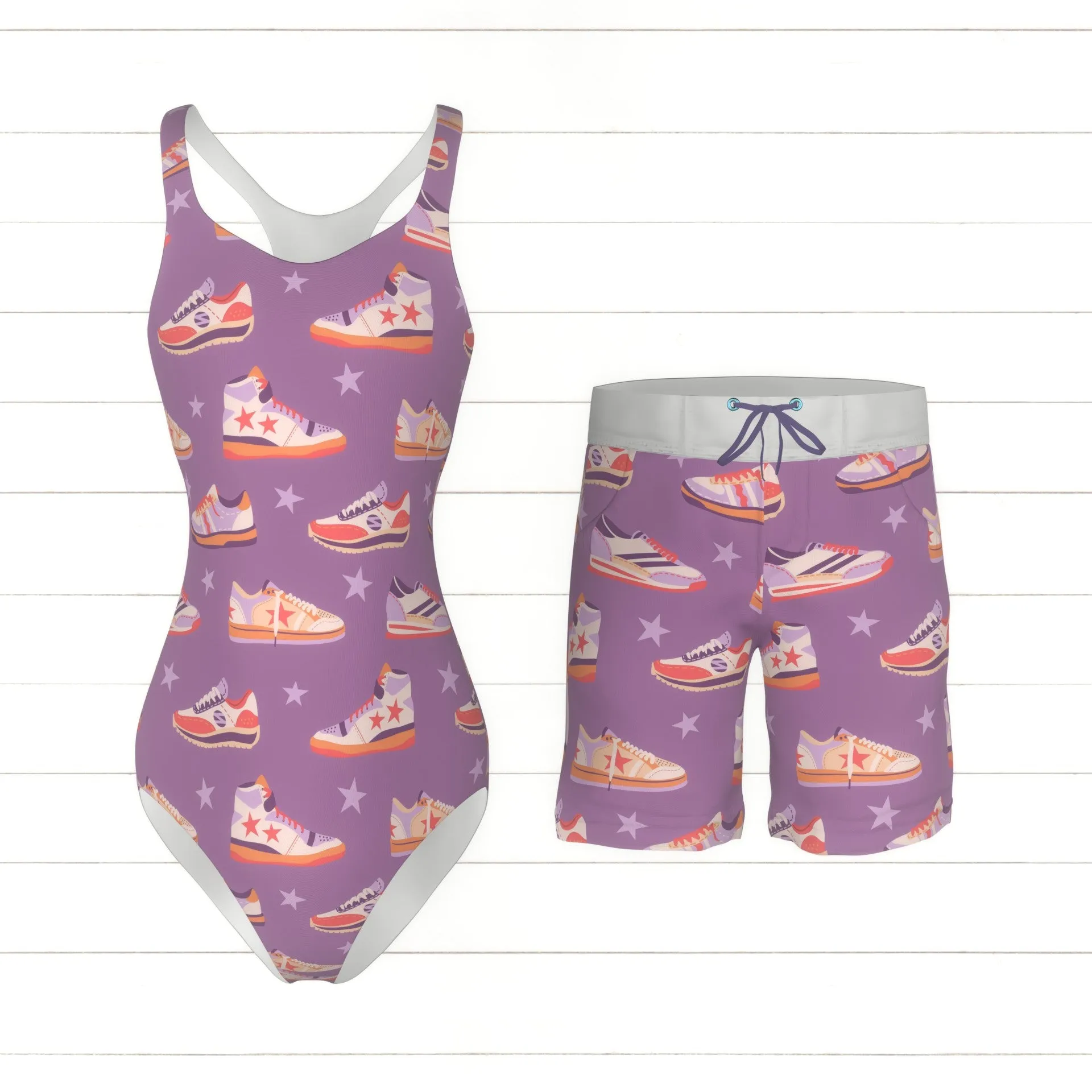 "Stellar Kicks" Sneaker Pattern in Purple