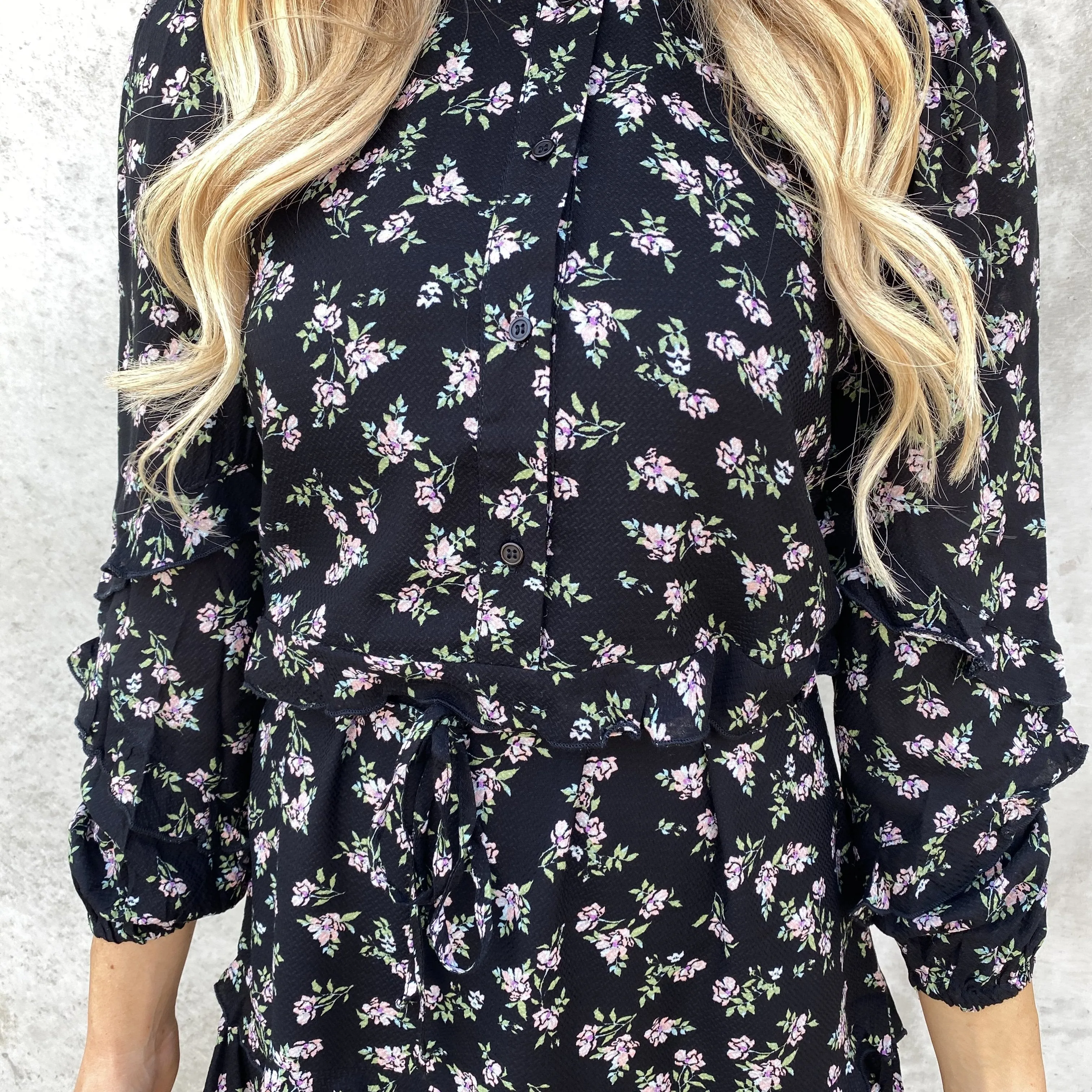 Ready to Bloom Floral Dress in Black
