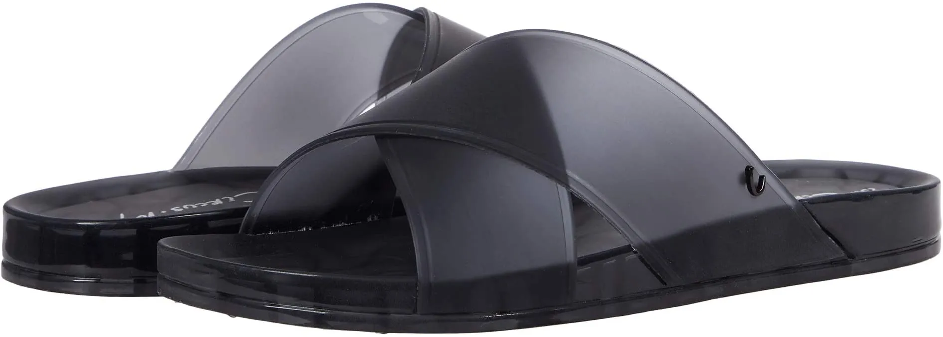 Sam Edelman Jelly Jaylee Black Color Block Translucent Slip On Slides Sandals