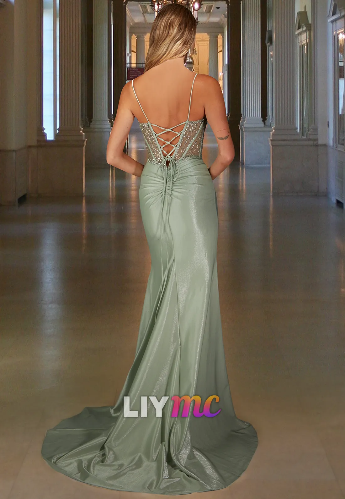 Sweetheart Sleeveless Beaded Pleated Sleek Sheath Prom Dress