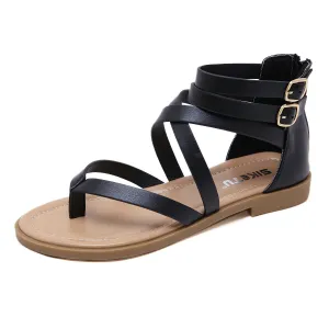 Women's Gladiator  Summer Beach Flat Roman Flip-flops with Zipper