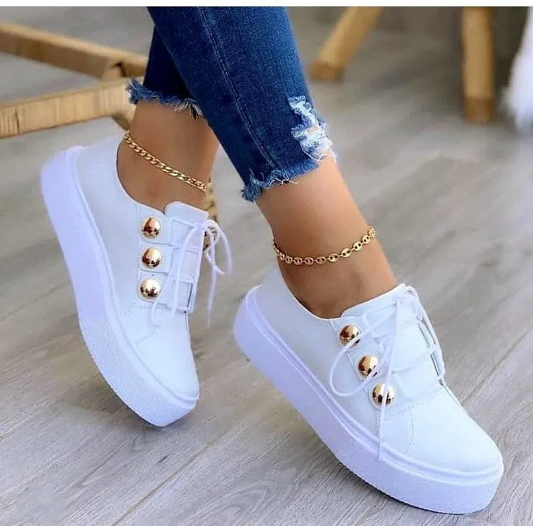Women's Lace-up Rivet Sneakers
