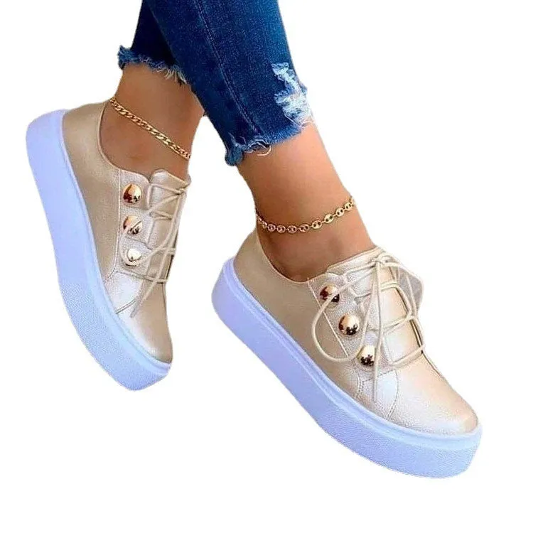 Women's Lace-up Rivet Sneakers