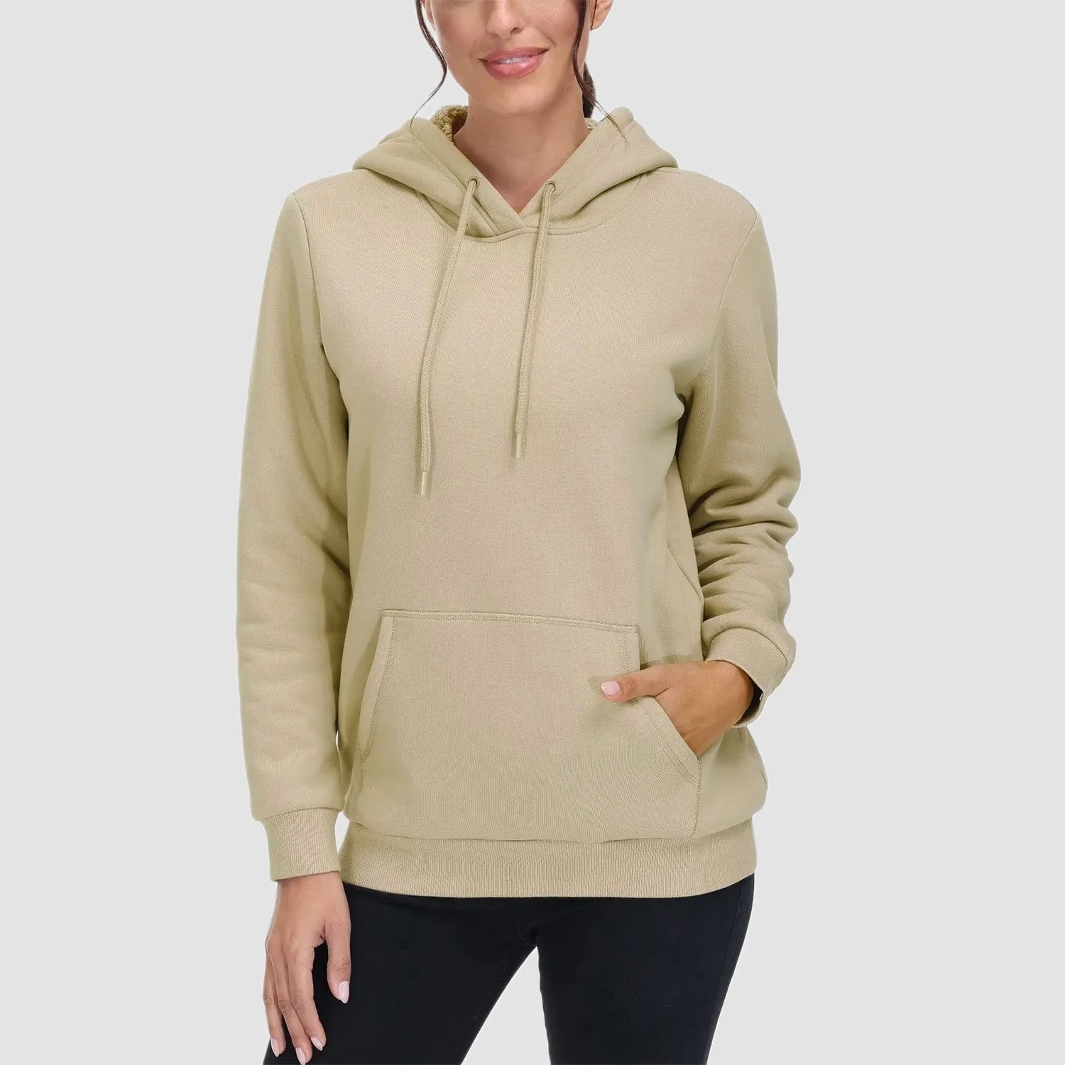 Women's Sherpa Hoodies Fleece Lined Sweatshirtst Pullover With Kanga Pocket