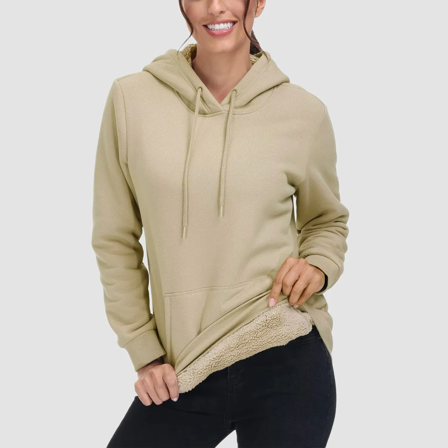 Women's Sherpa Hoodies Fleece Lined Sweatshirtst Pullover With Kanga Pocket