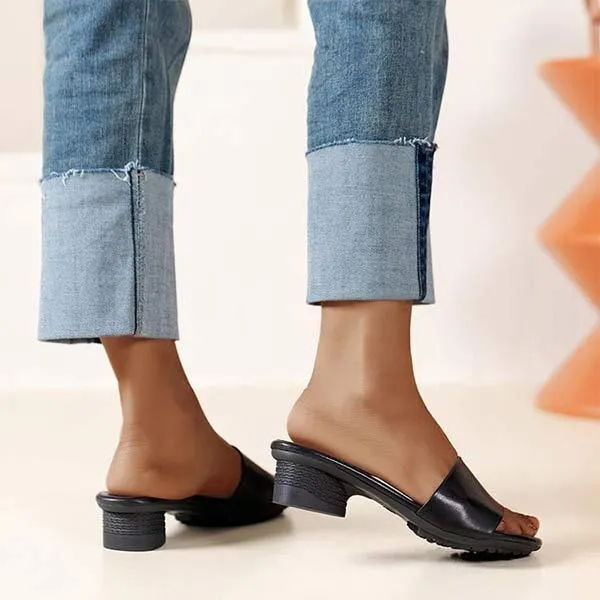Women's Single-Band Chunky Heel Slides 74180550C