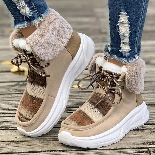 Women's Thick Sole Snow Boots with Plush Lining 06030674C