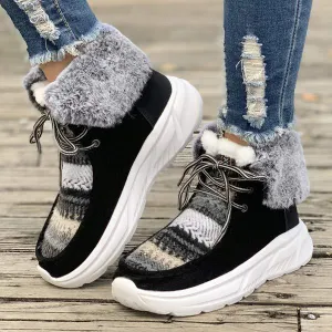 Women's Thick Sole Snow Boots with Plush Lining 06030674C